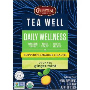 imageCelestial Seasonings TeaWell Herbal Tea Daily Wellness Organic Ginger Mint 12 CountOrganic Ginger Mint