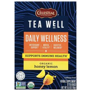 imageCelestial Seasonings TeaWell Herbal Tea Daily Wellness Organic Ginger Mint 12 CountOrganic Honey Lemon