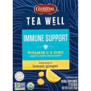 imageCelestial Seasonings TeaWell Herbal Tea Daily Wellness Organic Ginger Mint 12 CountOrganic Lemon Ginger