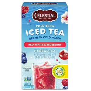 imageCelestial Seasonings Cold Brew Watermelon Lime Zinger Iced Tea 18 Tea BagsRed  White  Blueberry