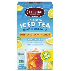 imageCelestial Seasonings Cold Brew Watermelon Lime Zinger Iced Tea 18 Tea BagsSweetened Tea with Lemon