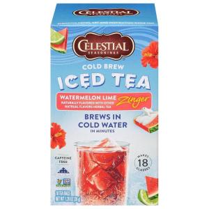 imageCelestial Seasonings Cold Brew Watermelon Lime Zinger Iced Tea 18 Tea BagsWatermelon Lime Zinger