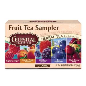 imageCelestial Seasonings Fruit Tea Sampler Herbal Tea Variety Pack Caffeine Free 18 Tea Bags Per Box18 Count Pack of 1
