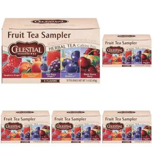 imageCelestial Seasonings Fruit Tea Sampler Herbal Tea Variety Pack Caffeine Free 18 Tea Bags Per Box18 Count Pack of 5