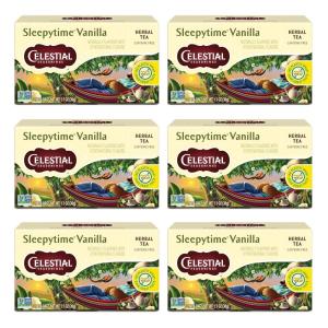 imageCelestial Seasonings Sleepytime Herbal Tea Variety Pack  Caffeine Free Sleep Tea 20 Tea Bags Per Box Pack of 6Vanilla