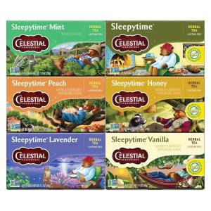 imageCelestial Seasonings Sleepytime Herbal Tea Variety Pack  Caffeine Free Sleep Tea 20 Tea Bags Per Box Pack of 6Variety Pack