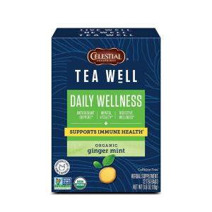 imageCelestial Seasonings TeaWell Herbal Tea Daily Wellness Organic Turmeric Spice 12 Count Pack of 6 Packaging May VaryGinger Mint