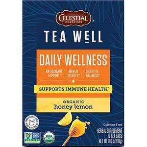 imageCelestial Seasonings TeaWell Herbal Tea Daily Wellness Organic Turmeric Spice 12 Count Pack of 6 Packaging May VaryHoney Lemon