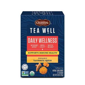 imageCelestial Seasonings TeaWell Herbal Tea Daily Wellness Organic Turmeric Spice 12 Count Pack of 6 Packaging May VaryTurmeric Spice
