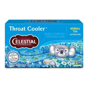 imageCelestial Seasonings Throat Cooler Herbal Tea Caffeine Free 16 Tea Bags Box