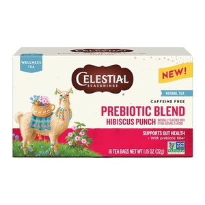 image:imageCelestial Seasonings Hibiscus Punch Prebiotic Blend Wellness Tea Caffeine Free Herbal Tea for Gut Health amp Digestive Support 16 Tea BagsPrebiotic Blend