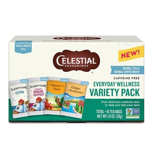 image:imageCelestial Seasonings Hibiscus Punch Prebiotic Blend Wellness Tea Caffeine Free Herbal Tea for Gut Health amp Digestive Support 16 Tea BagsVariety Pack